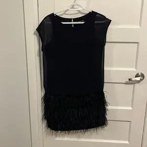 Club Monaco | Dresses | Club Monaco Navy Feather Shift Dress Size 